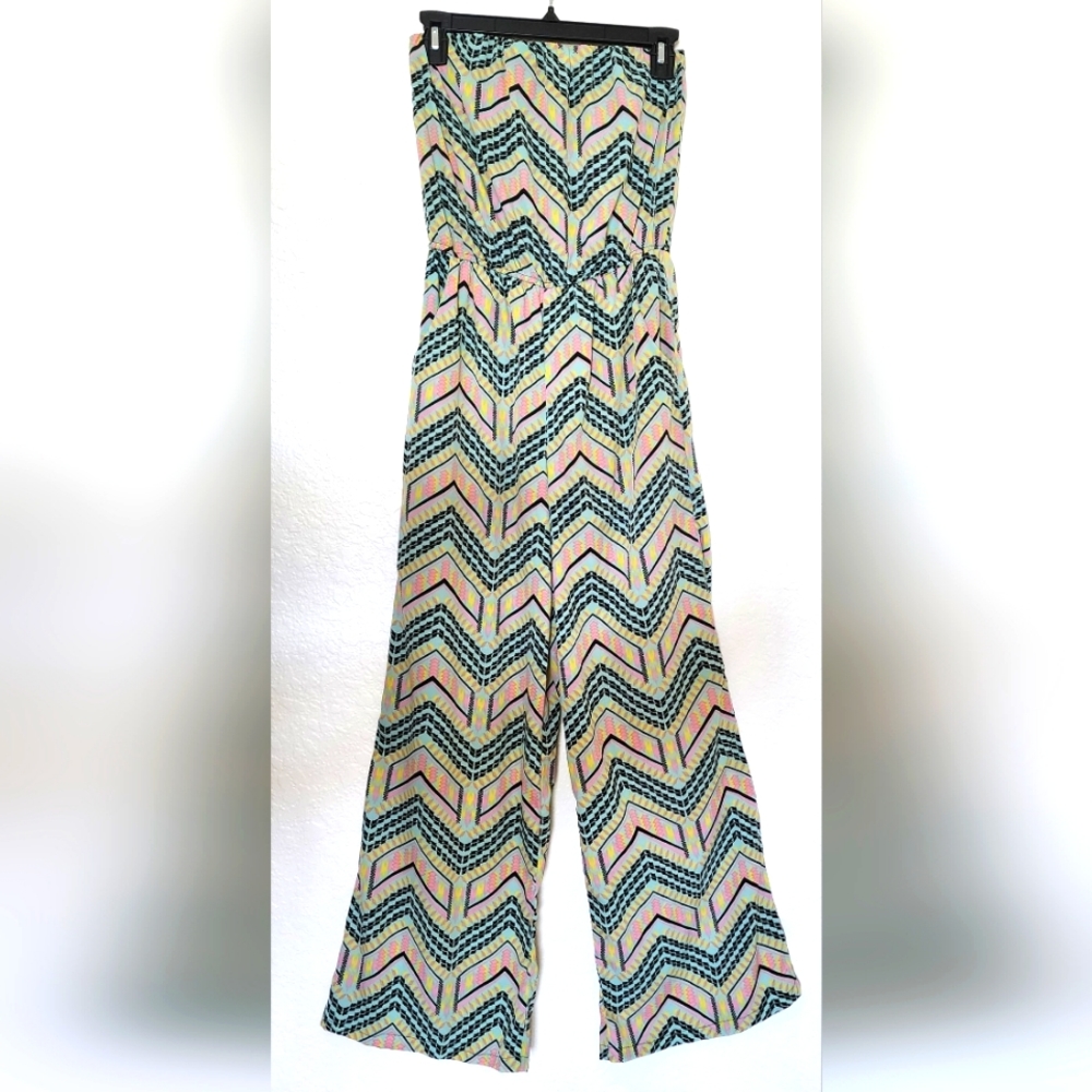 Dizzy Lissy Strapless Chevron Patterned Jumpsuit.… - image 1